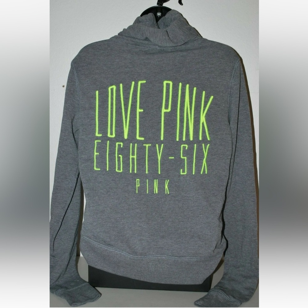 VICTORIA'S SECRET PINK ZIP-UP HOODIE CHARCOAL GREY SIZE SMALL